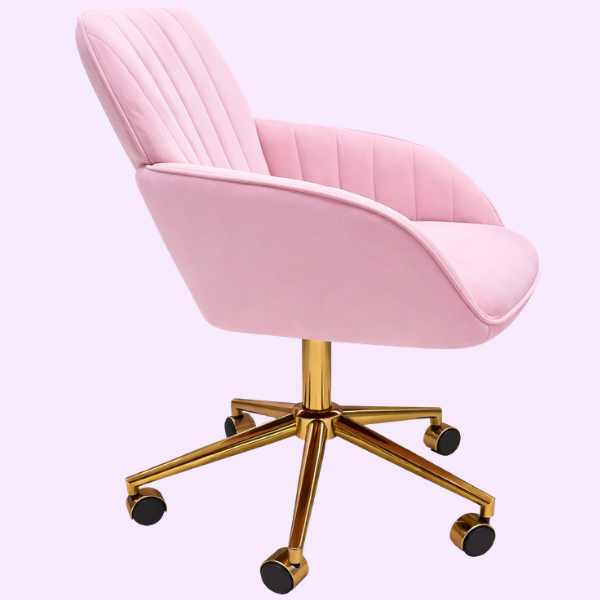 Second image of Krzesło Welurowe Obrotowe Pink Gold