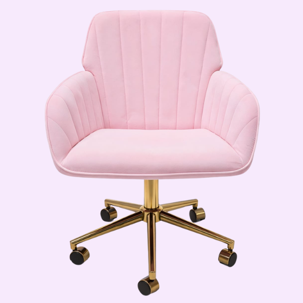 Krzesło Welurowe Obrotowe Pink Gold